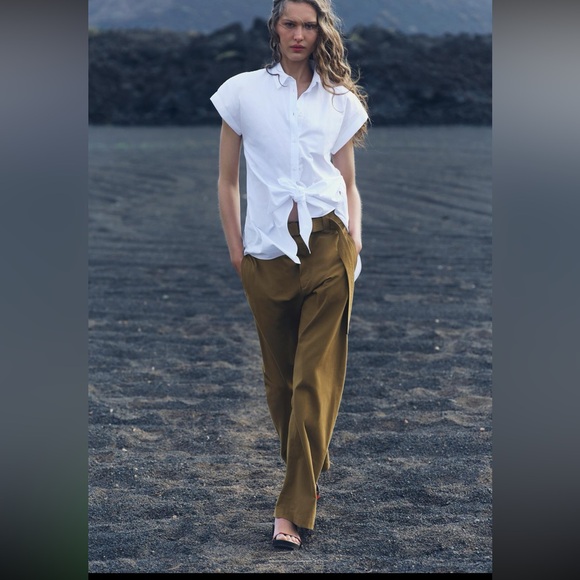 Zara Pants - Zara ZW collection belted wide leg pants